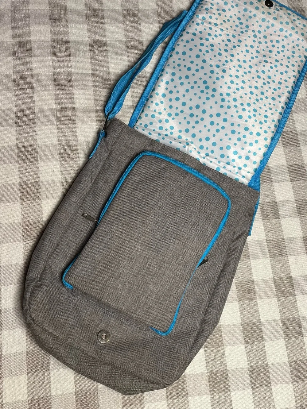 Gray and Blue Messenger Laptop Bag